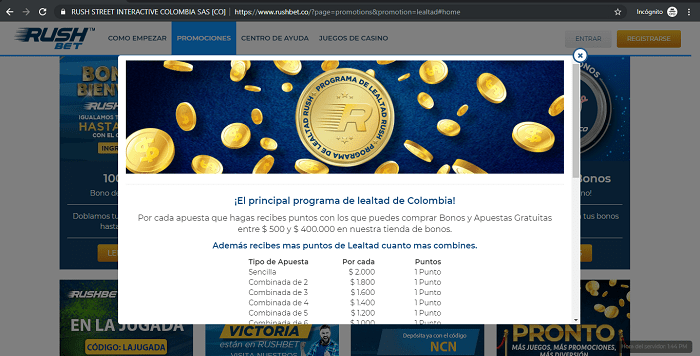 Más promociones de Rushbet Programa de Lealtad