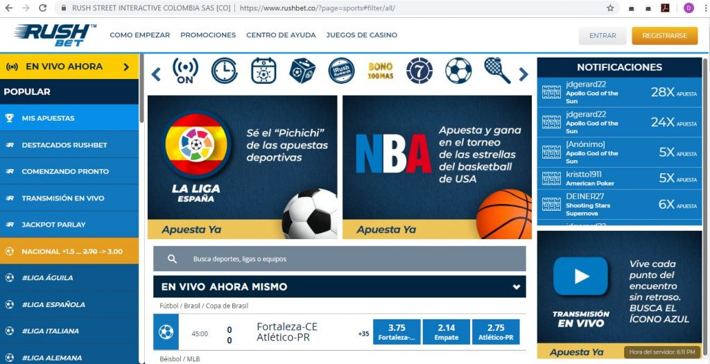 Como registrarse en Rushbet