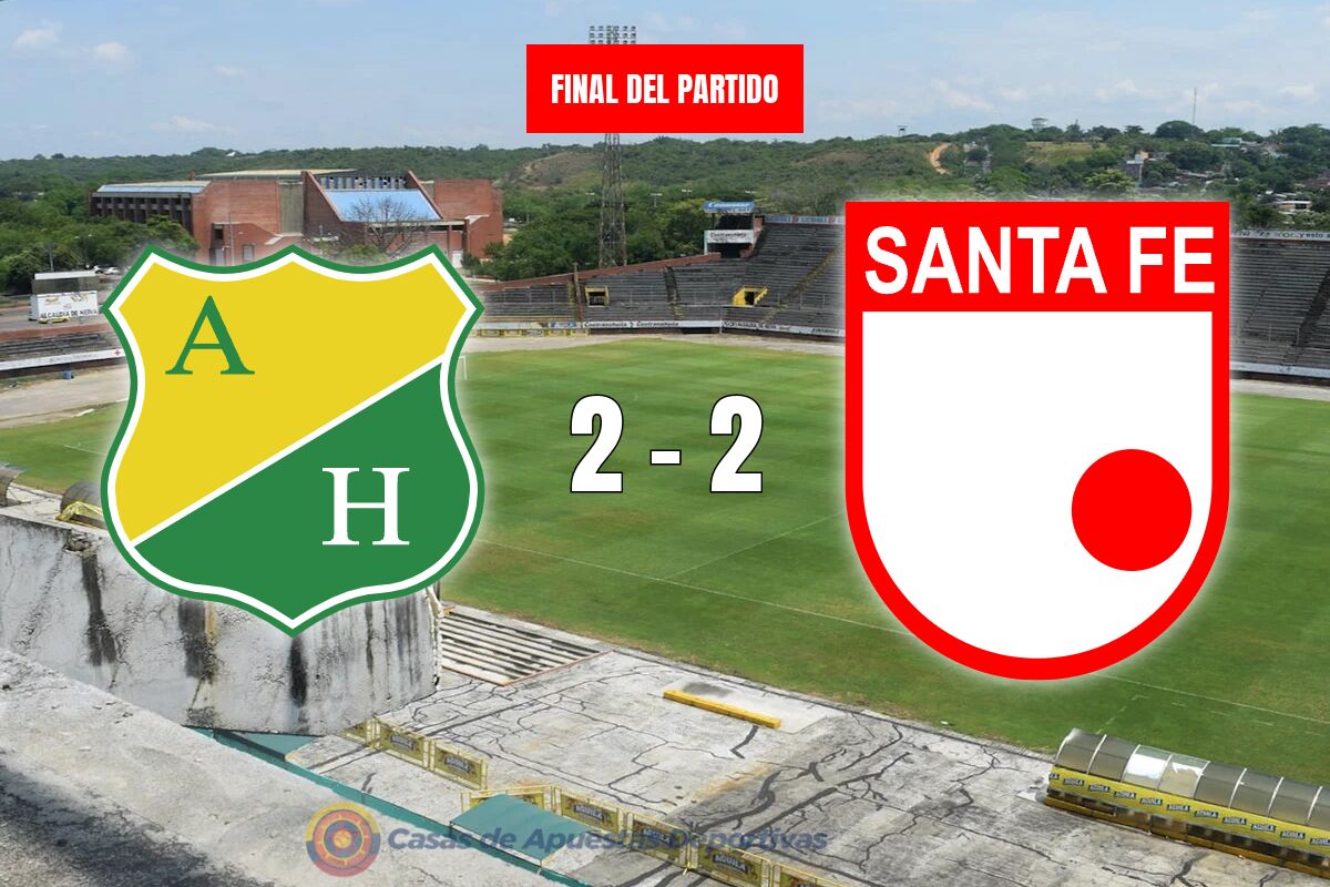 Huila empata 2-2 contra Santa Fe y lo deja virtualmente eliminado