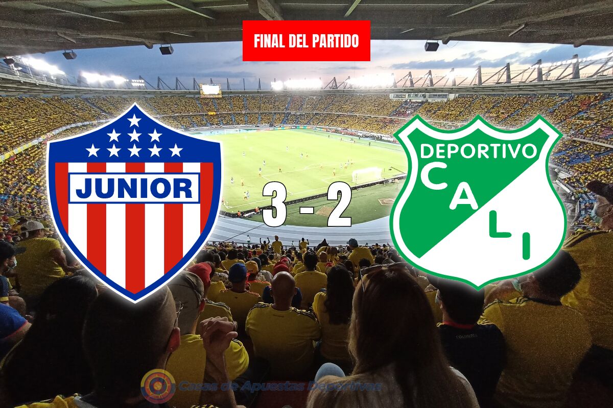 Junior 3-2 Deportivo Cali – ‘El tiburón’ gana partido clave y acecha zona de cuadrangulares